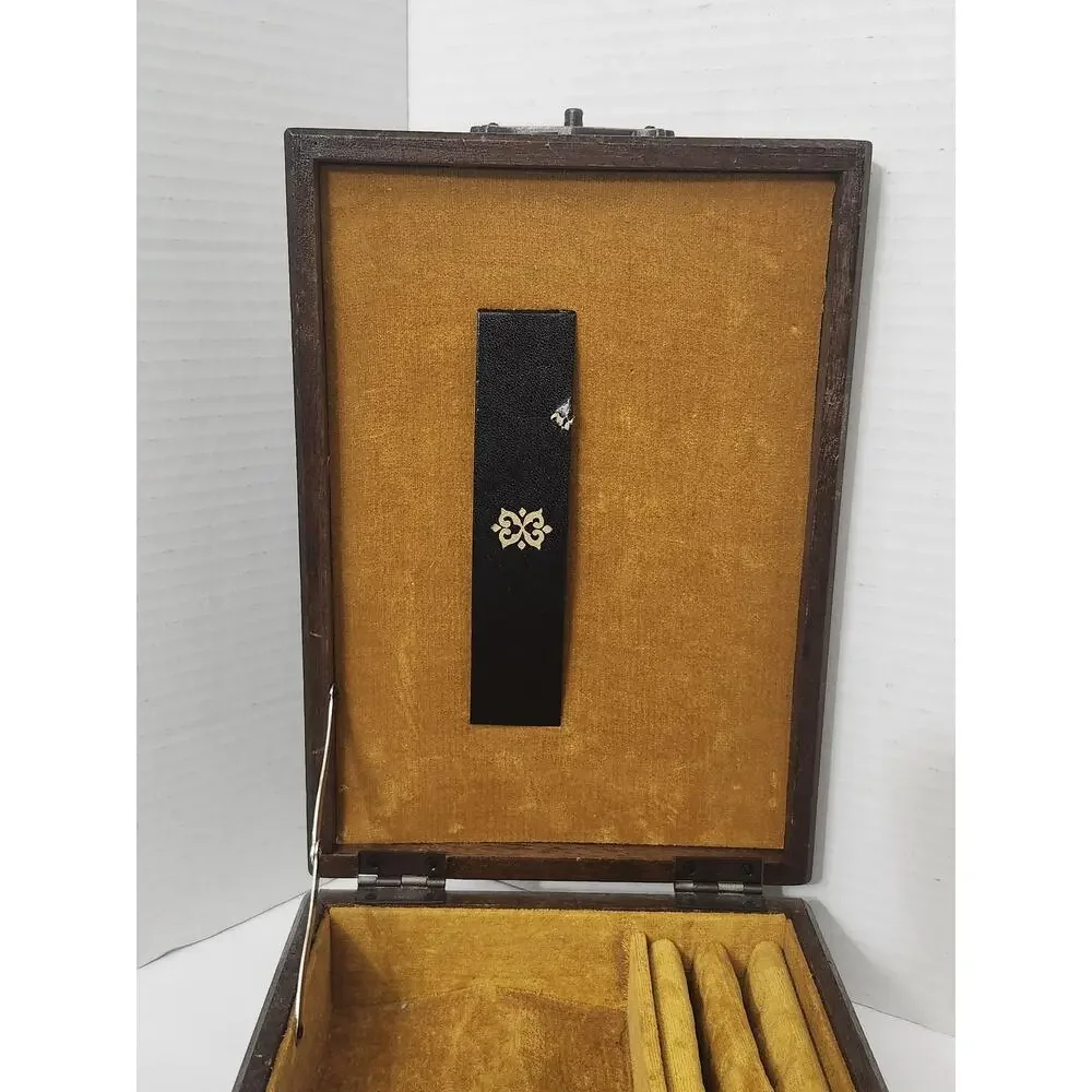 Vintage Acsons Import Co Wood Valet Jewelry Box Heraldic Knight Shield Crest